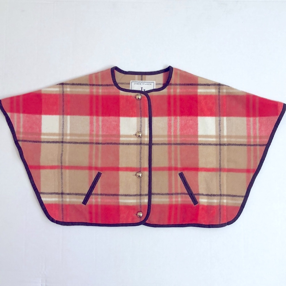 Janie and Jack Orange Plaid Cape, Size 2T
